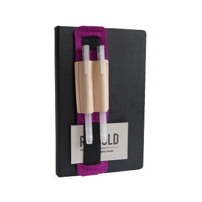 Vrolijk oranje vilten pennenhouder voor A5 notitieboek of journal