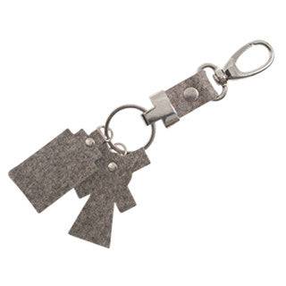 key-clip, wool felt, Kyoto, key ring, dog-clip, nickel rivet, taupe melee